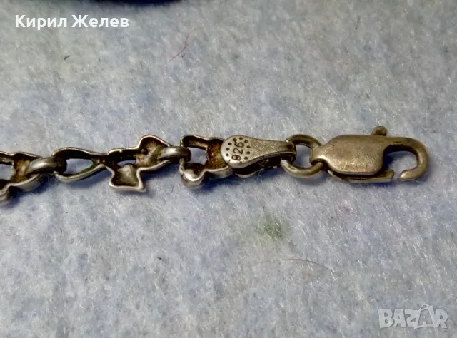 СТАРА ФЛОРАЛНА СРЕБЪРНА ГРИВНА ПАТИНИРАНО СРЕБРО 925 с ГНЕЗДА За ИНКРУСТИРАНЕ на СКЪПИ КАМЪНИ 19416, снимка 13 - Гривни - 50056576