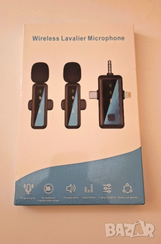 Нови Безжични Lavalier (Лавалиер) Микрофони тип брошка, снимка 3 - Микрофони - 52915525
