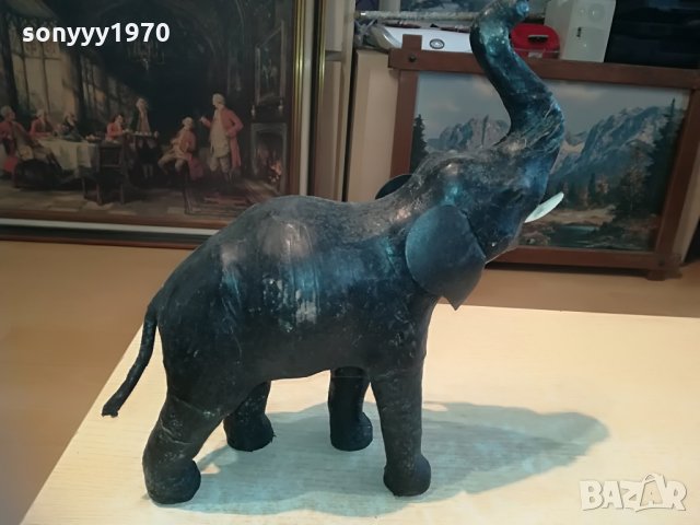 голям кожен слон-35х32х12см-внос швеицария, снимка 12 - Колекции - 28337821