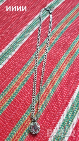 Сребърно колие ланец с медальон звезда, снимка 2 - Колиета, медальони, синджири - 52065910