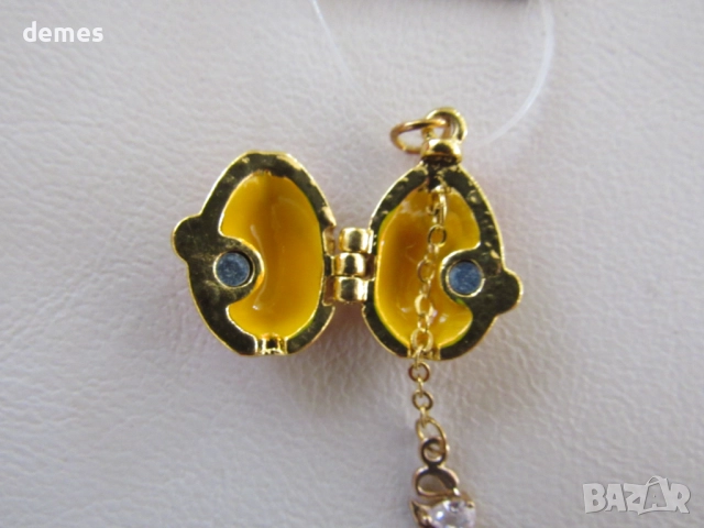 Фино дамско колие с висулка- Яйце Фаберже, ново, снимка 4 - Колиета, медальони, синджири - 52724644