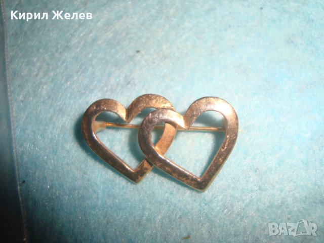 СТОМАНЕНА ПОЗЛАТЕНА АРТ НУВО БРОШКА - СЪРЧИЦА МАЙСТОРСКА СТАРА ИЗРАБОТКА ВИНТИДЖ БИЖУ 8808, снимка 6 - Антикварни и старинни предмети - 35605625