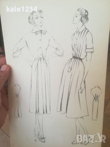 Графика. Ретро мода. Дизайнерски модели. Ръчно рисувани. Картина. Облекла. , снимка 10 - Антикварни и старинни предмети - 37542790