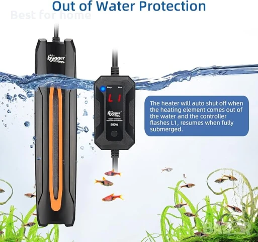 hygger 100W кварцов нагревател за аквариум с LED дигитален дисплей, снимка 4 - Аквариуми - 50916788