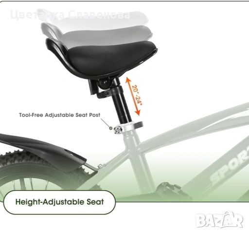 Детски велосипед BODIOO 3-5год., 12-инчов, с подвижни помощни колела, здрава рамка, снимка 7 - Велосипеди - 53022028