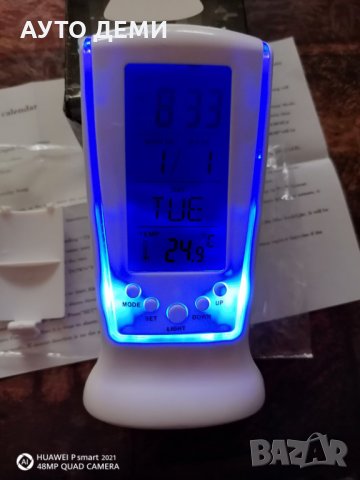 ПРОМО Дигитален светещ часовник термометър дата аларма за дом офис + 3 батерии, снимка 3 - Друга електроника - 32522086
