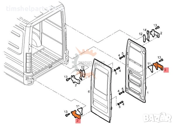 Долна Панта багажник 180° задна врата за Iveco Daily 2000-2014 год, снимка 4 - Части - 52720890
