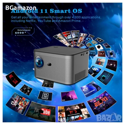 Проектор HY350 4K Full HD 1080P WiFi 580ANSI 150" Електронен фокус BT5.0 Домашно кино, снимка 1