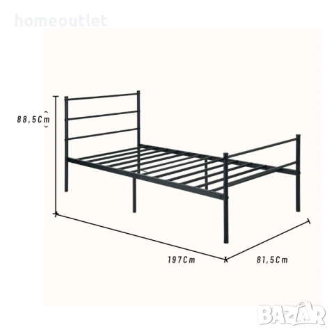 ПРОМОЦИЯ Метална рамка за единично легло – стабилна, модерна и практична PRIMO-SI-BK-HM, снимка 5 - Спални и легла - 53096775