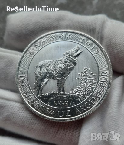 Инвестиционна сребърна монета 3/4 унция 2 Dollars - Elizabeth II Grey Wolf 