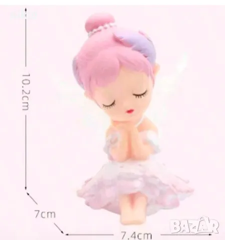Момиче фея розова пластмасова фигурка украса декор за торта и др. топер, снимка 2 - Фигурки - 50146564