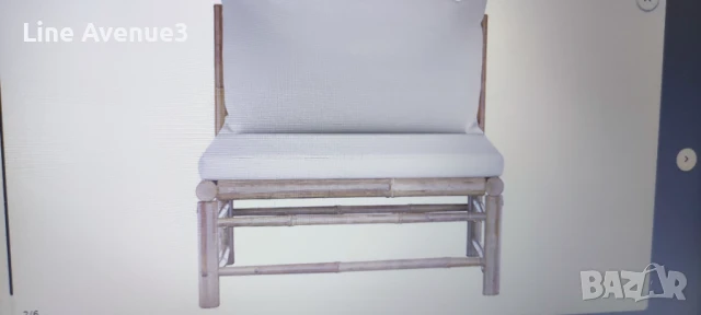 Градински диван с кремавобели възглавници бамбук, снимка 2 - Дивани и мека мебел - 51106976