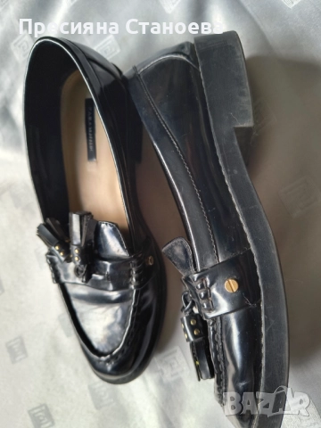 Лоуфъри Zara черни лачени , Lauren Ralph Lauren мокасини , снимка 3 - Дамски ежедневни обувки - 52042080