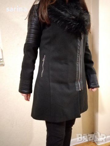 Зимно черно палто, снимка 1 - Палта, манта - 43187010