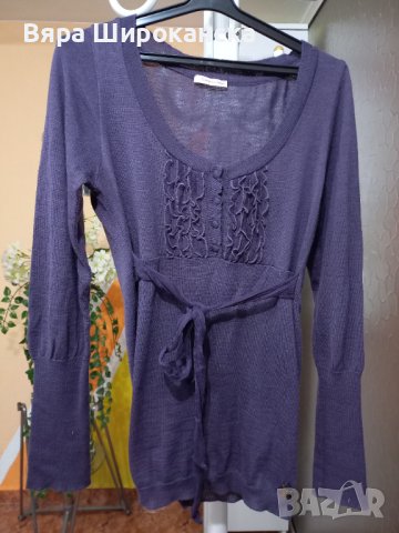 Лилава блуза фино плетиво. Размер: М. , снимка 1 - Блузи с дълъг ръкав и пуловери - 40521482