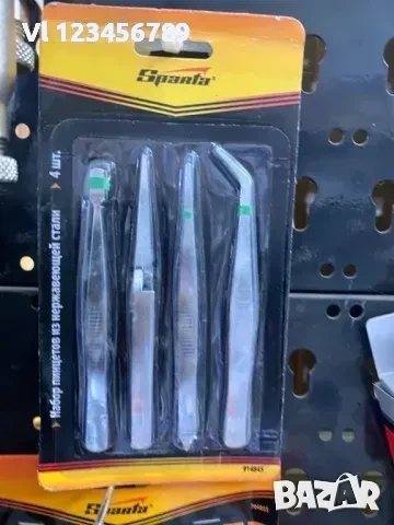 К-т пинсети, неръждаема стомана, 4 бр., SPARTA