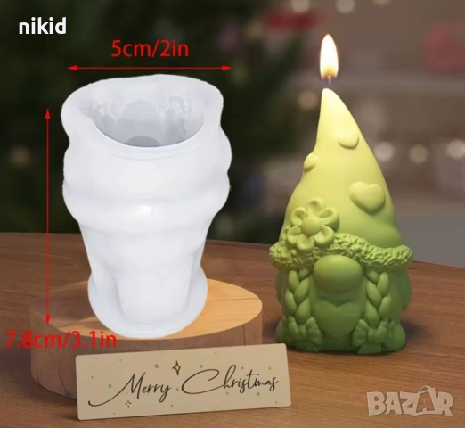 3D Джудже Гном с детелина цвете силиконов молд форма шоколад гипс смола свещ декор, снимка 2 - Форми - 51884847