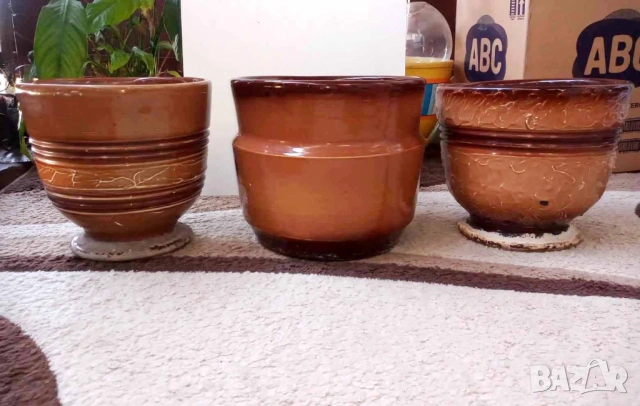 Керамични саксии ретро, винтидж, арт, снимка 3 - Саксии и кашпи - 53193038