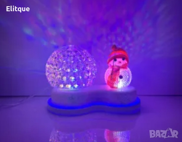 Коледна LED лампа сфера с коледна фигура на Снежен човек и многоцветна светлина