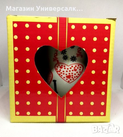 Чаша за чай сърце I Love You, подарък с кутийка за любим човек, снимка 2 - Чаши - 27641641