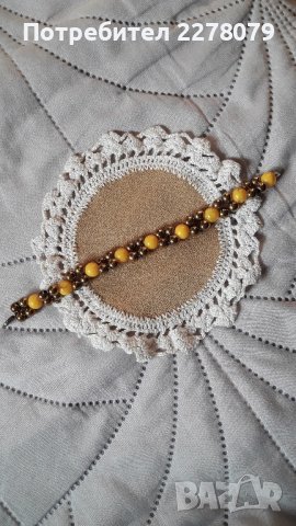 Гривна и обеци от кехлибар и хематит - ръчна изработка, снимка 4 - Гривни - 44128460