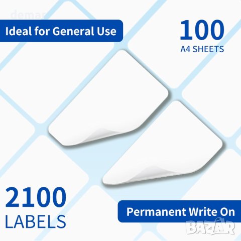 Phomemo 635381-21 Самозалепващи се адресни етикети A4, 21 етикета на лист A4, 2100 етикета, бели, снимка 3 - Консумативи за принтери - 43940697