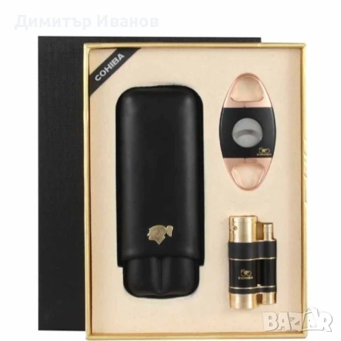 Cohiba подаръчен комплект от запалка, ножица и калъф за 2 пури, снимка 2 - Други - 50999499