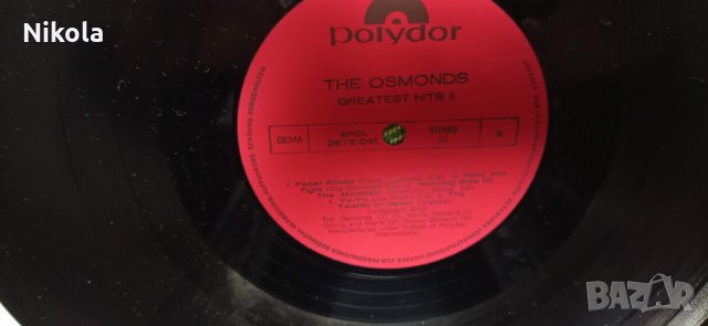 The Osmonds - Greatest Hits винилова грамофона плоча 1978г, снимка 3 - Грамофонни плочи - 34959331