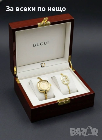 Gucci Дамски Подаръчен Комплект Часовник И Гривна Гучи - Налиочни Различни Цветове Код SK701, снимка 2 - Подаръци за жени - 53128265
