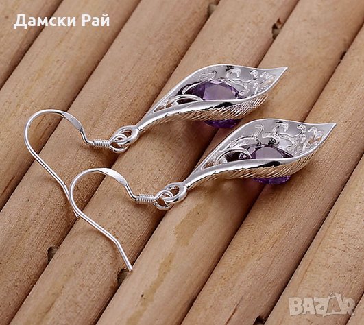 Обеци с камък, снимка 2 - Обеци - 33330846