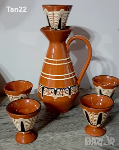 Керамичен комплект чаши и кана, снимка 2 - Сервизи - 50578328