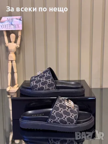 Gucci Дамски Черни Чехли Гучи Код E327, снимка 4 - Чехли - 50416878