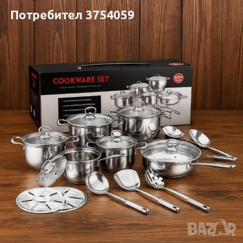 Премиум комплект съдове и прибори за готвене от неръждаема стомана – 18 части, снимка 4 - Прибори за хранене, готвене и сервиране - 51480830