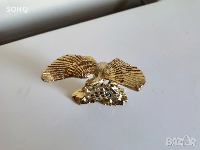 Уникална Статуетка Златен Орел Със Емайл, снимка 2 - Колекции - 53225612