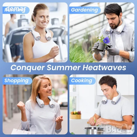 Преносим вентилатор за врата WITHOUSE, 3 скорости, LED дисплей, ултра тих, акумулаторен, бял, снимка 9 - Вентилатори - 50576312