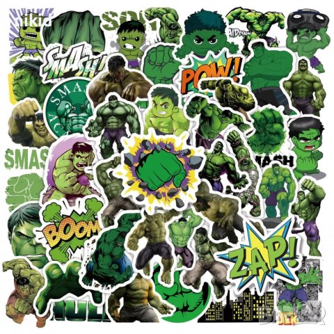 50 бр Хълк Hulk самозалепващи лепенки стикери за украса декор картонена торта и др, снимка 5 - Други - 38094240