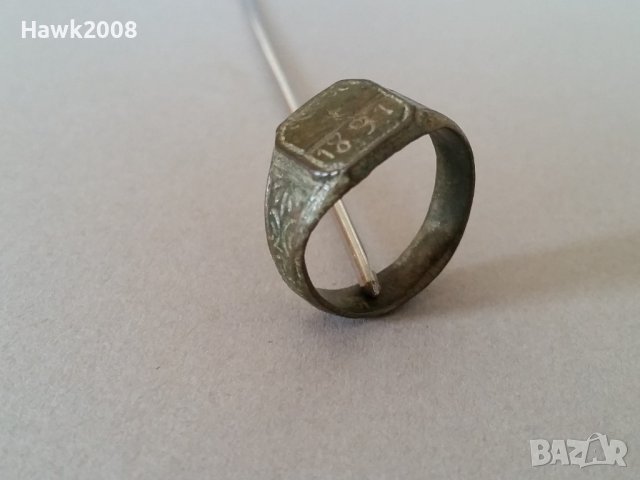 Възрожденски 1891 г. чорбаджийски бронзов пръстен отличен перфектно запазен, снимка 3 - Антикварни и старинни предмети - 39567138