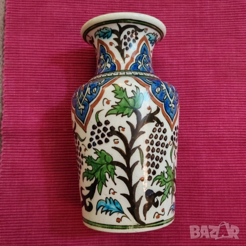 Антична османска,турска ваза "Кютахя" края на 19-ти век. , снимка 6 - Вази - 53178656