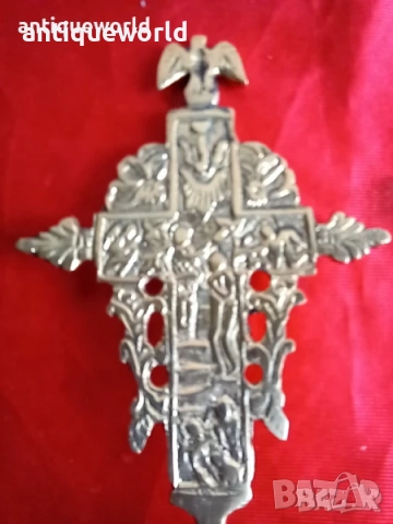 Църковен Кръст  Настолен с Разпятие с Позлата, снимка 3 - Антикварни и старинни предмети - 51764792