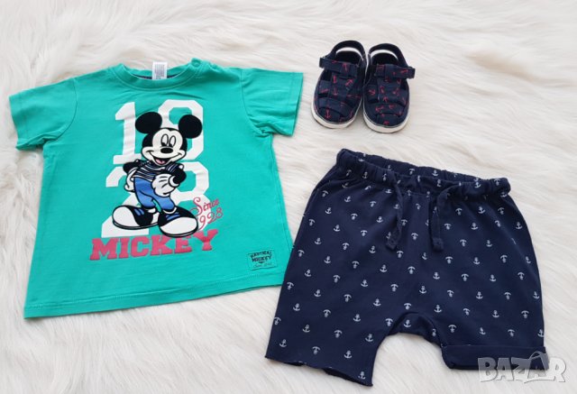 Тениска Мики Маус и къси панталонки 12-18 месеца , снимка 12 - Комплекти за бебе - 33257386
