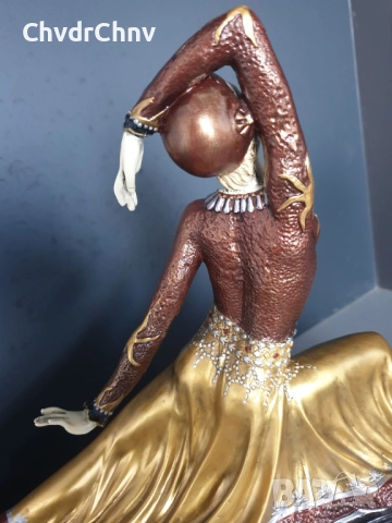 30см-9кг Chiparus статуетка/френска бронзова скулптура/Арт Деко фигура кабаретна танцьорка-балерина, снимка 5 - Статуетки - 52457609