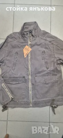 Тънко мъжко бежово яке от памучен плат, снимка 1