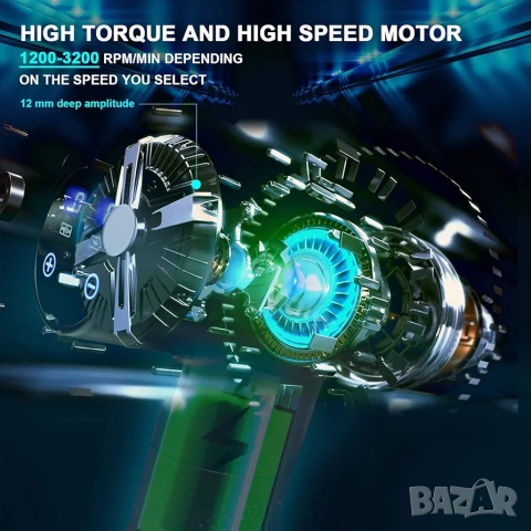 Масажен пистолет, 12 глави, 30 скорости, LCD екран, 6 часа автономност, снимка 4 - Масажори - 50006418