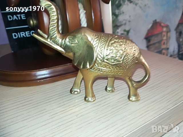 мед/месингово слонче-цвят злато 10х9х5см, снимка 12 - Колекции - 28726876