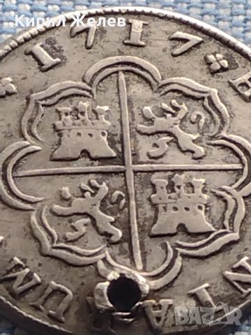 Сребърна монета 2 реала 1717г. Филип пети Мадрид Испания 13613, снимка 8 - Нумизматика и бонистика - 42969818