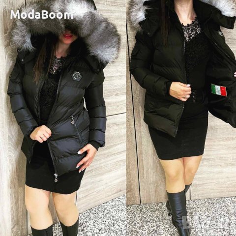 💯Philipp Plein луксозно дамско дълго черно зимно яке💯