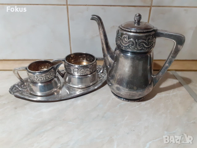 Страхотен даски дебело посребрен сет за чай Eneret Astral, снимка 2 - Антикварни и старинни предмети - 53348383