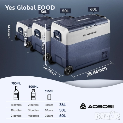 AAOBOSI 60L компресорен авто хладилник/фризер с APP контрол, снимка 6 - Хладилници - 52413888