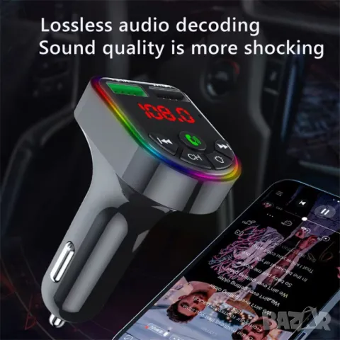 FM Bluetooth трансмитер с микрофон за кола 12 - 24V, снимка 4 - Радиокасетофони, транзистори - 47970063