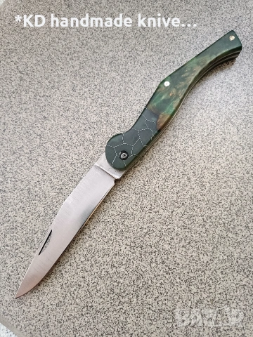 Сгъваем нож "Кондре" ръчно изработен + ПОДАРЪК кания, снимка 2 - Ножове - 48725453